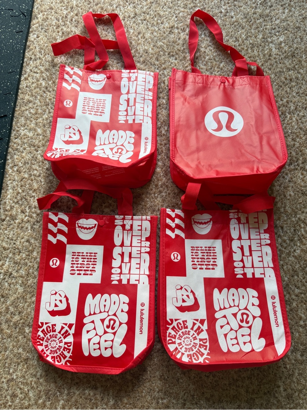 Lululemon Red Reusable Tote Bag - Set of 4 small